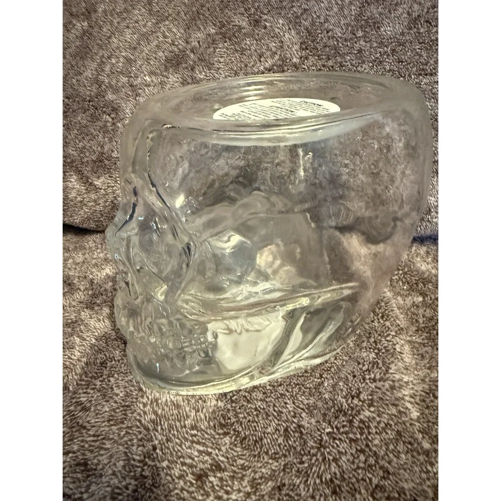 Bath and Body Works  Multi Color Light Up Glass Skull Pedestal 3 Wick Holder. - Picture 2 of 6